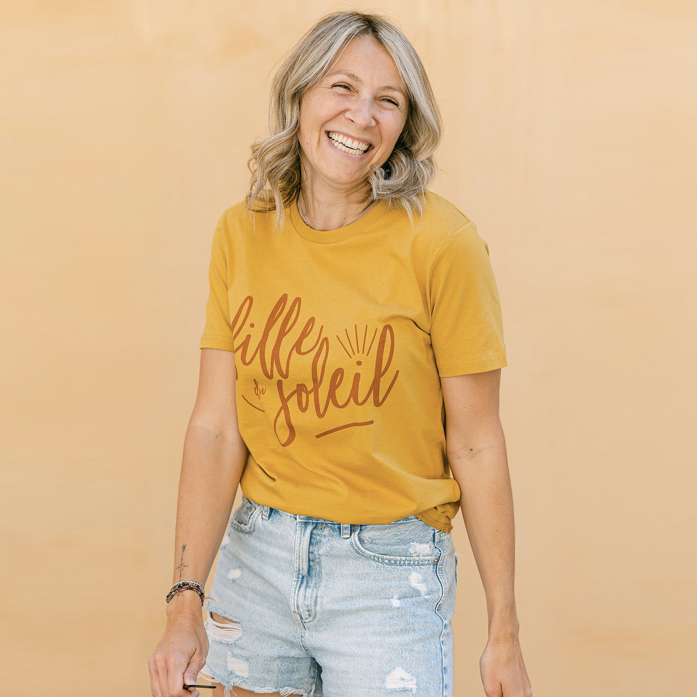 Tshirt femme message Fille du Soleil Jaune waycustom