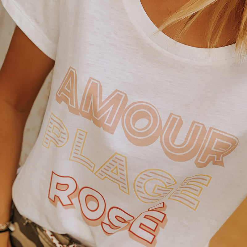 Tshirt Amour Plage Rosé