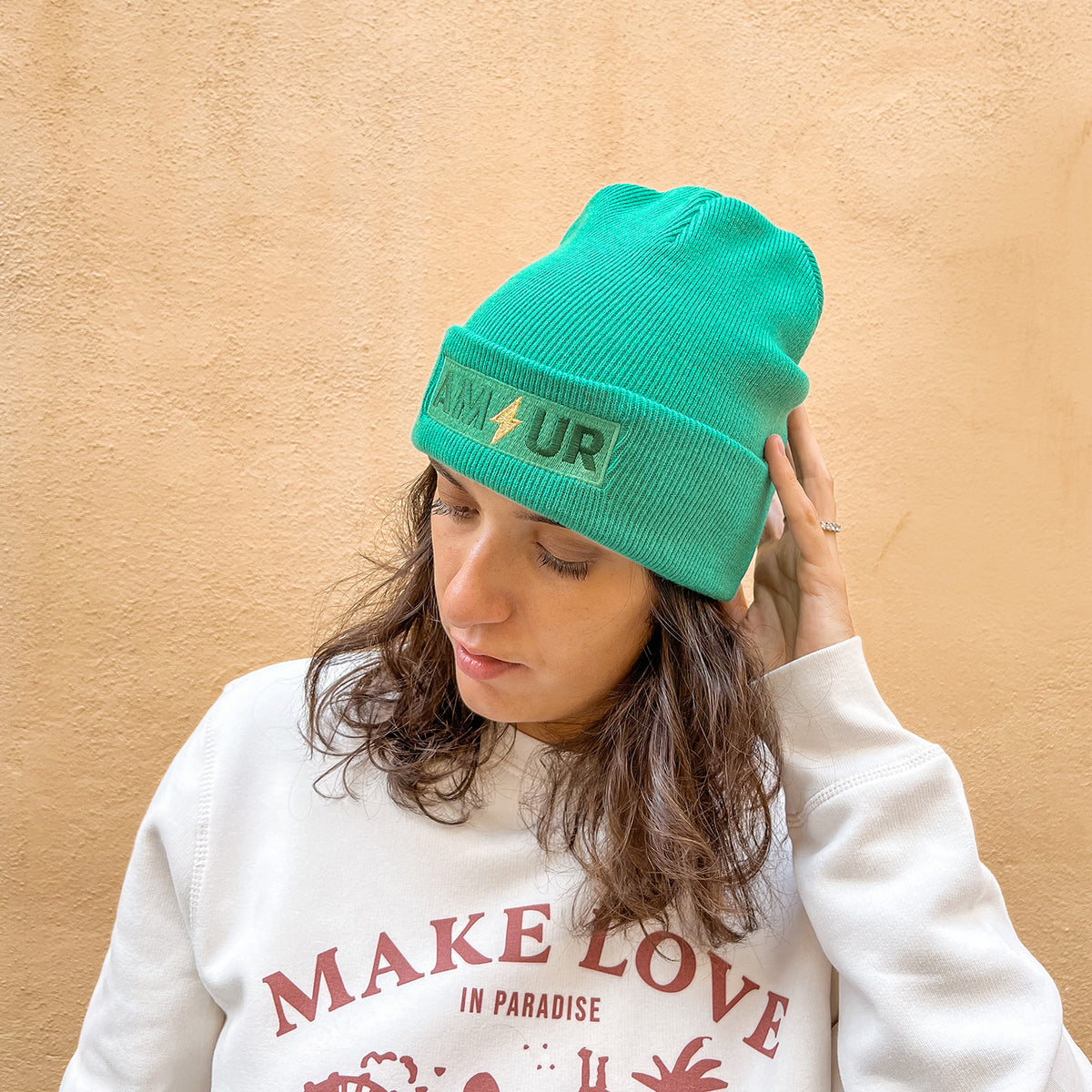 Bonnet vert Amour
