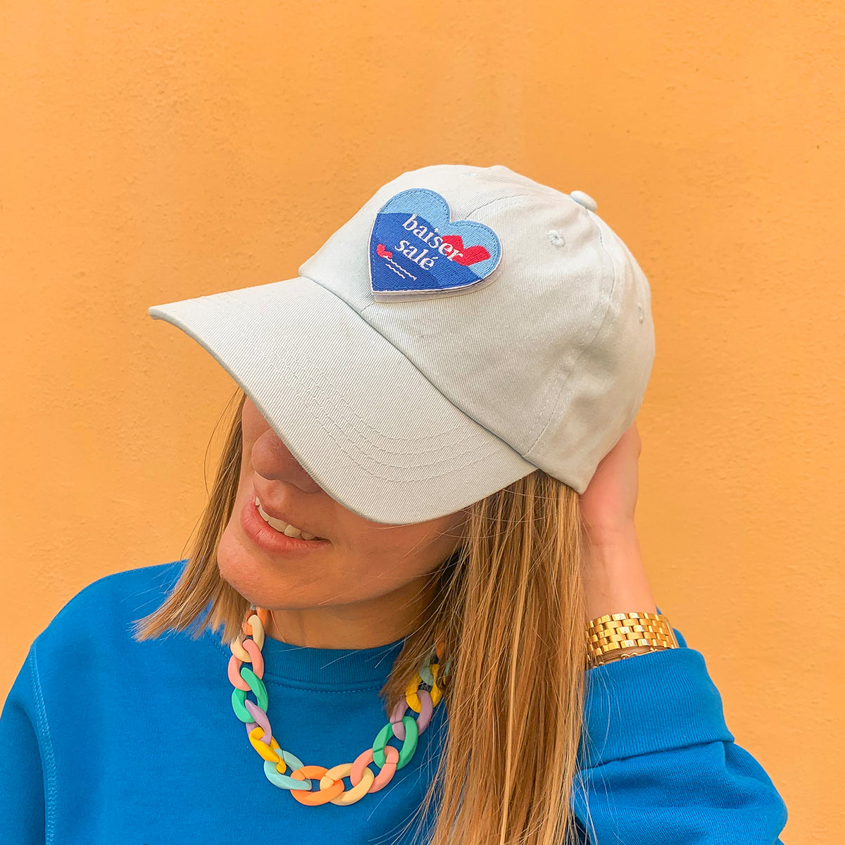 Casquette Bleu Pastel + Patch Brodé