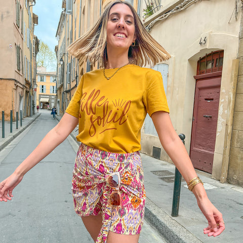 Tshirt femme message Fille du Soleil Jaune waycustom